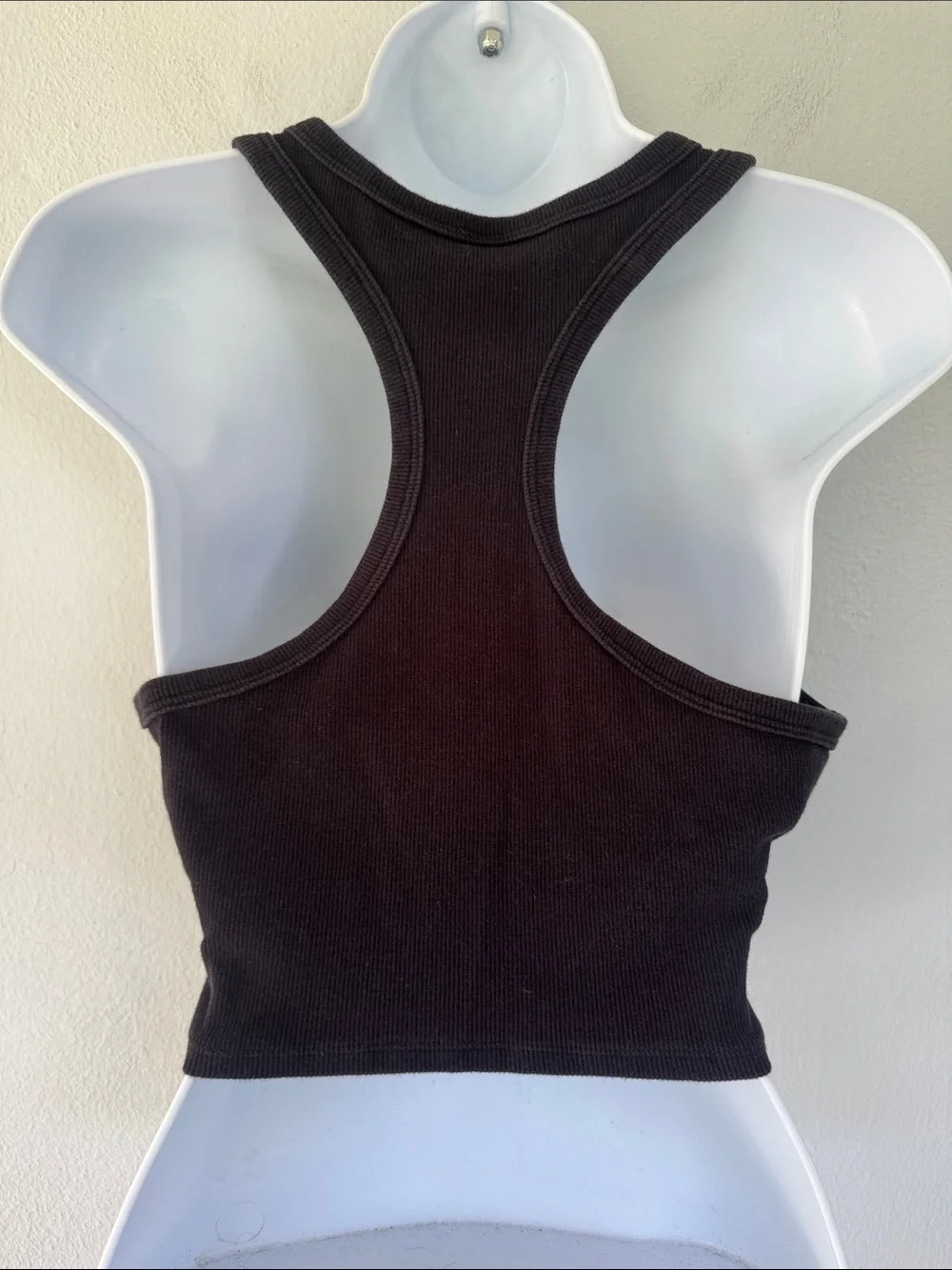 Alo Yoga black ribbed knit cotton blend racerback crop top size small